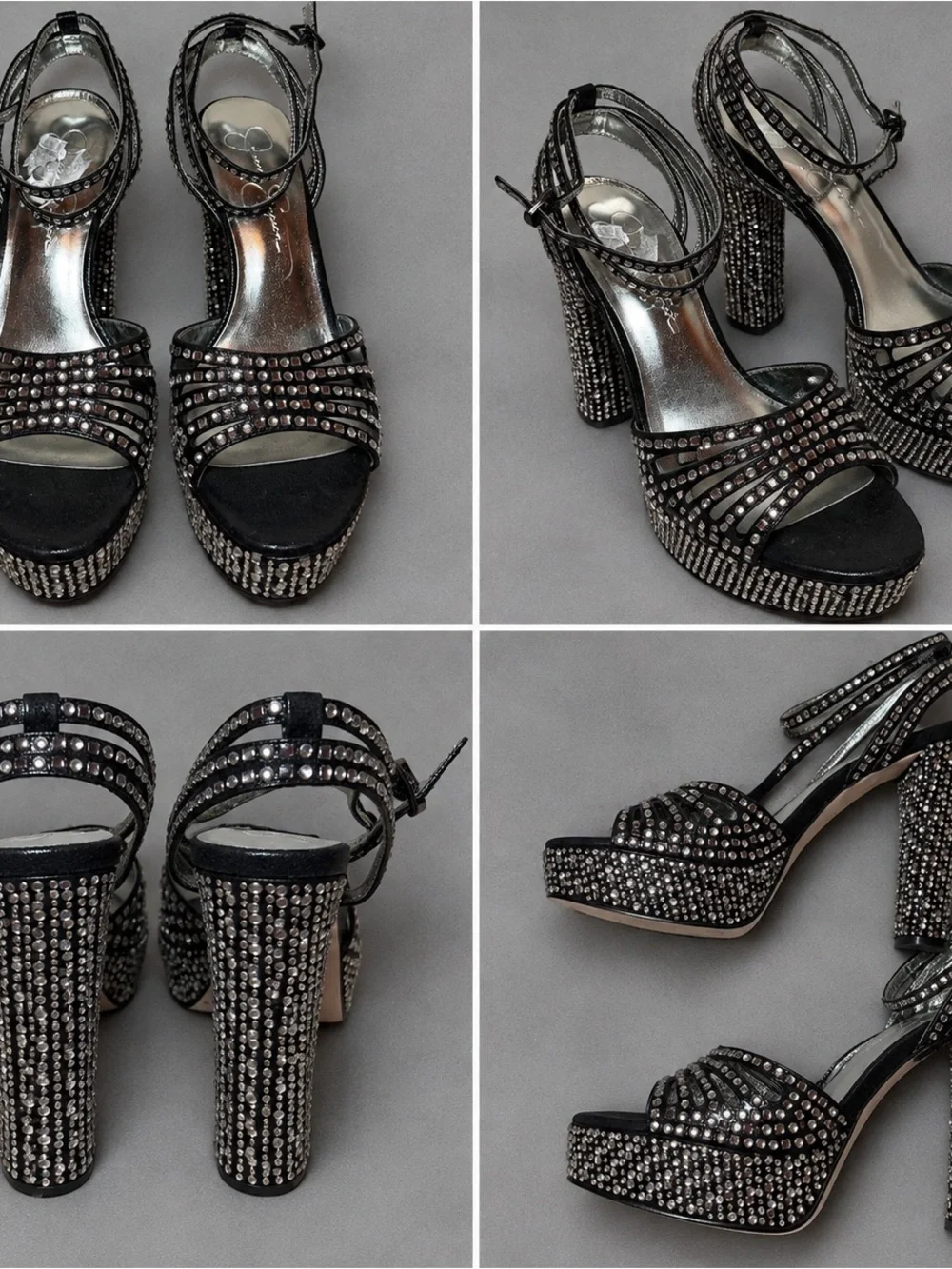 Jessica Simpson Black Rhinestone Platform Heels